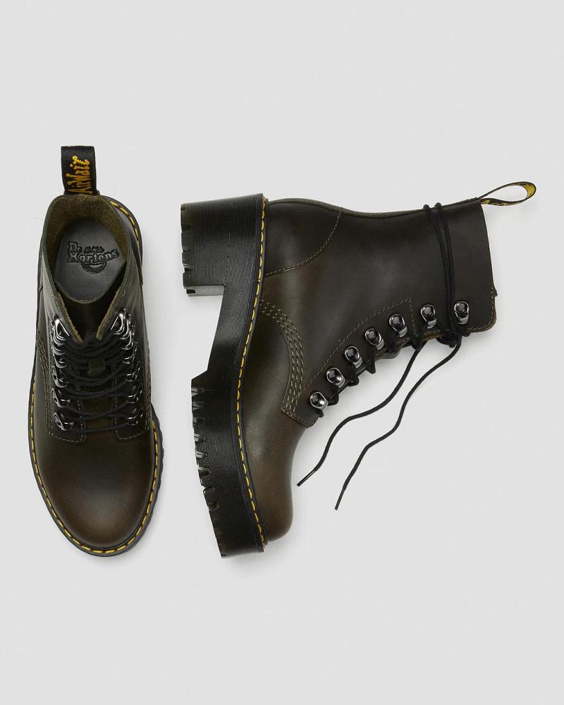 Dr Martens Leona Leren Enkellaars Dames Bruin | NL 701FDN